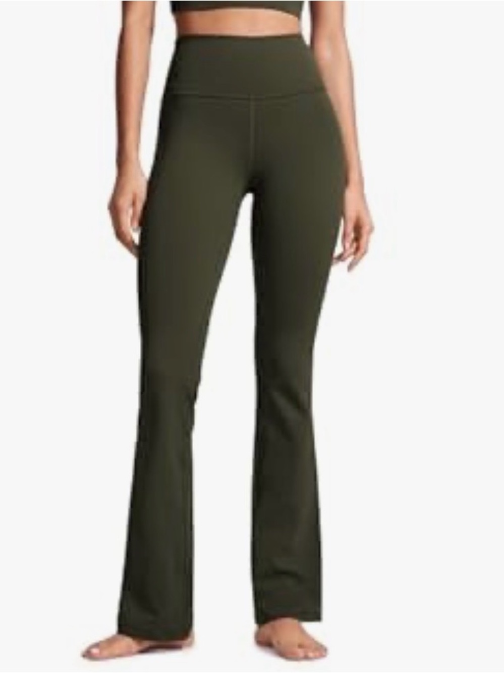 CRZ YOGA Olive Green High-Waist Flare Pants